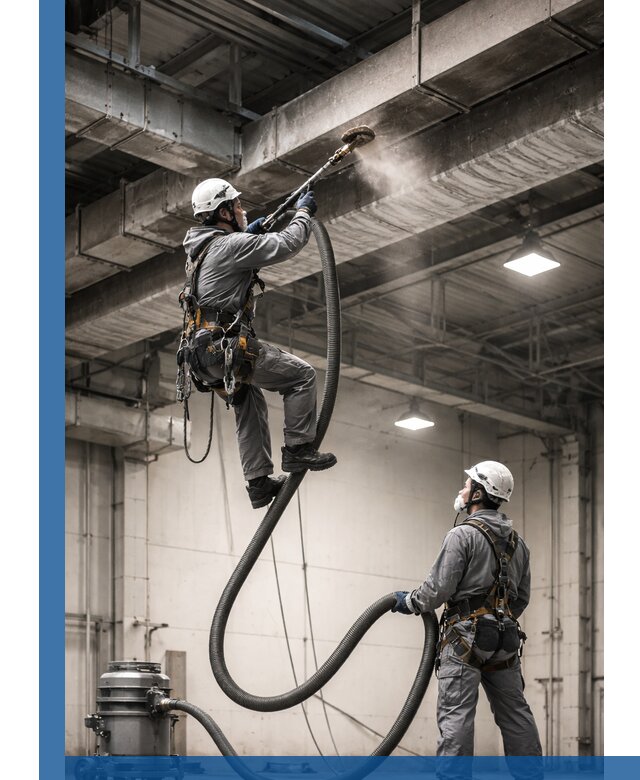 Обеспыливание потолочных конструкций в Оренбурге промышленным альпинизмом