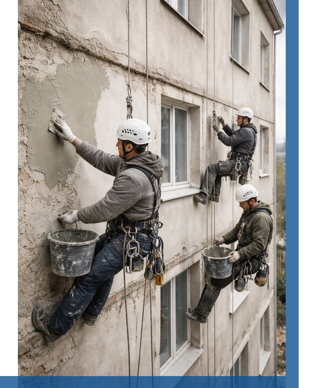 Ремонт штукатурного фасада в Оренбурге от 763 р. под ключ | ВЫСОТНИК-Рнб