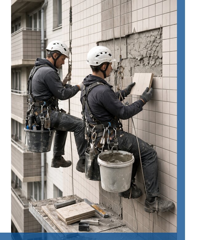 Ремонт облицовки фасада плиткой в Оренбурге от 1830 р. | ВЫСОТНИК-Рнб