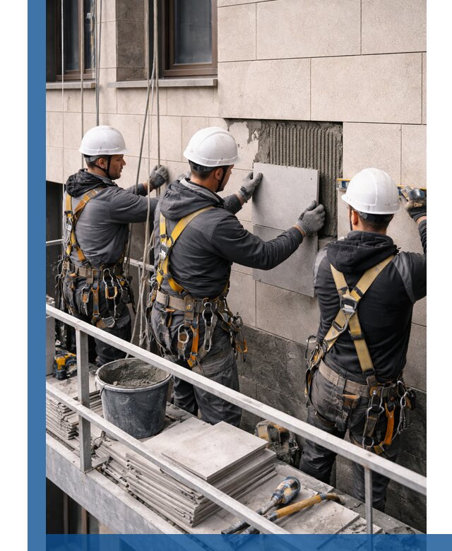 Ремонт облицовки фасада плиткой в Оренбурге с гарантией