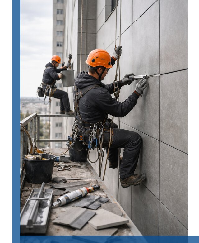 Профессиональный ремонт фасада из керамогранита в Оренбурге