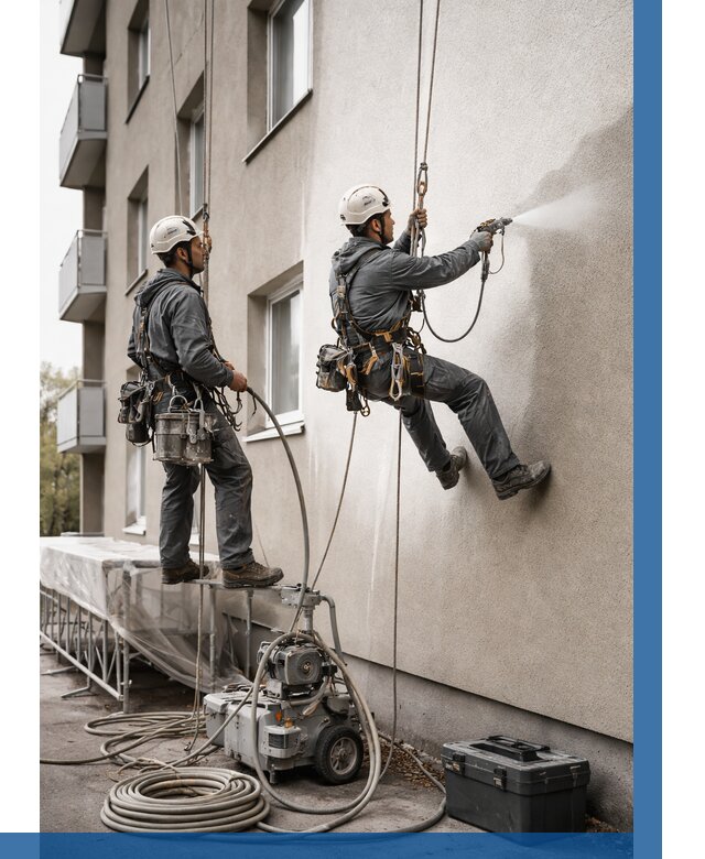 Безвоздушная покраска фасада в Оренбурге от 224 р/м² | ВЫСОТНИК-Рнб