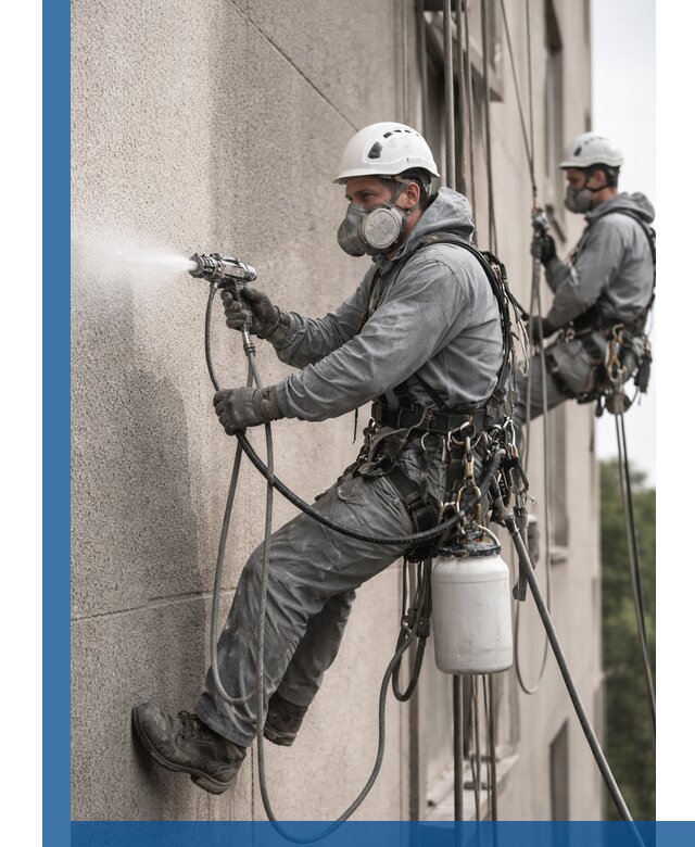 Безвоздушная покраска фасадов зданий в Оренбурге профессионально