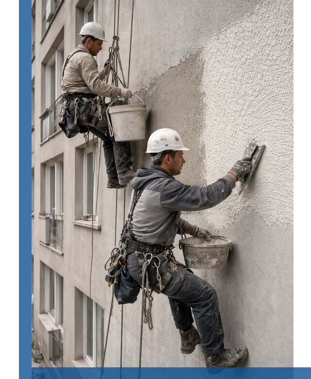 Нанесение декоративной штукатурки короед на фасад в Оренбурге