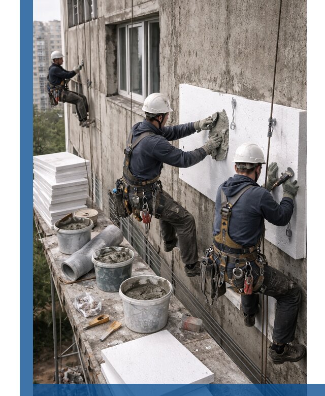 Утепление фасада пенополистиролом в Оренбурге под ключ