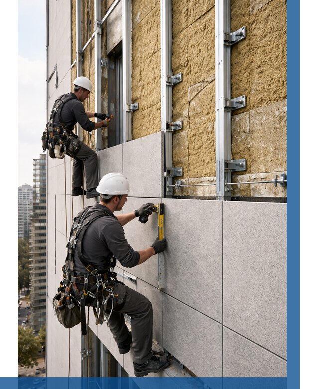 Монтаж вентилируемого фасада в Оренбурге от 3559 р. | ВЫСОТНИК-Рнб