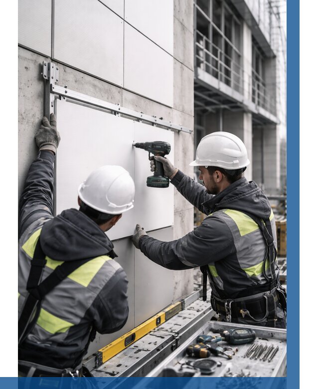 Монтаж композитных панелей фасада в Оренбурге от 2542 р. | ВЫСОТНИК-Рнб