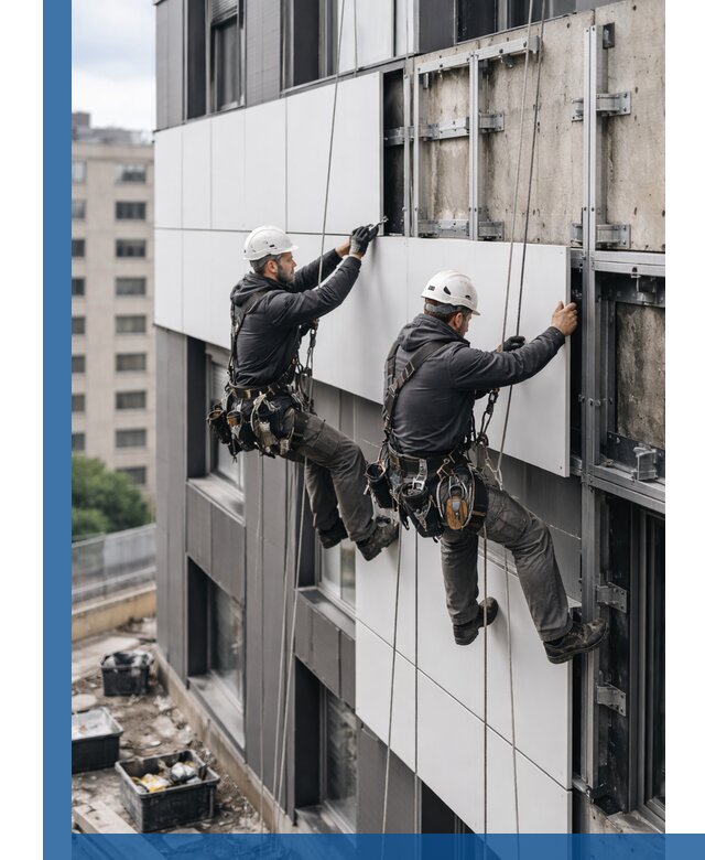 Монтаж композитных панелей фасада в Оренбурге под ключ