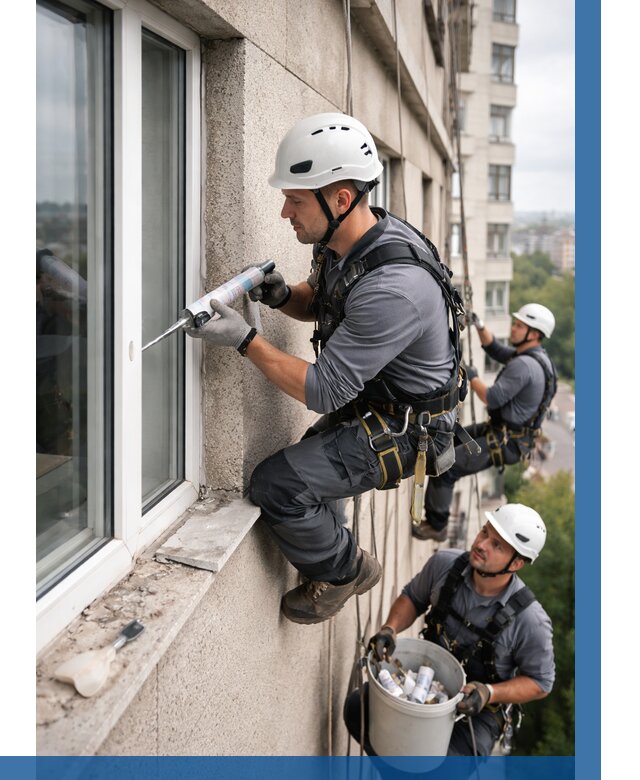 Герметизация оконных швов снаружи в Оренбурге от 1525 р. | ВЫСОТНИК-Рнб