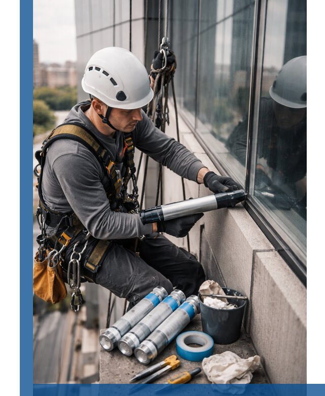 Герметизация стыков витража в Оренбурге для герметичных фасадов