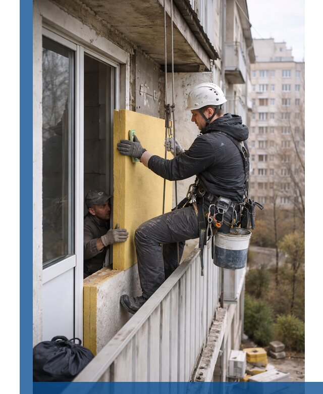 Профессиональное утепление балкона снаружи в Оренбурге под ключ