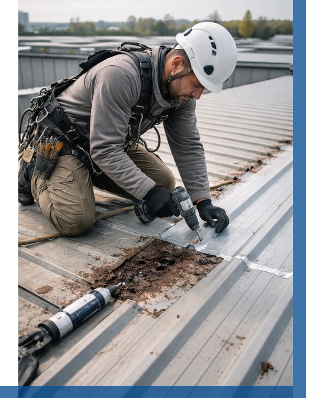 Ремонт профнастила на кровле в Оренбурге от 712 р. | ВЫСОТНИК-Рнб