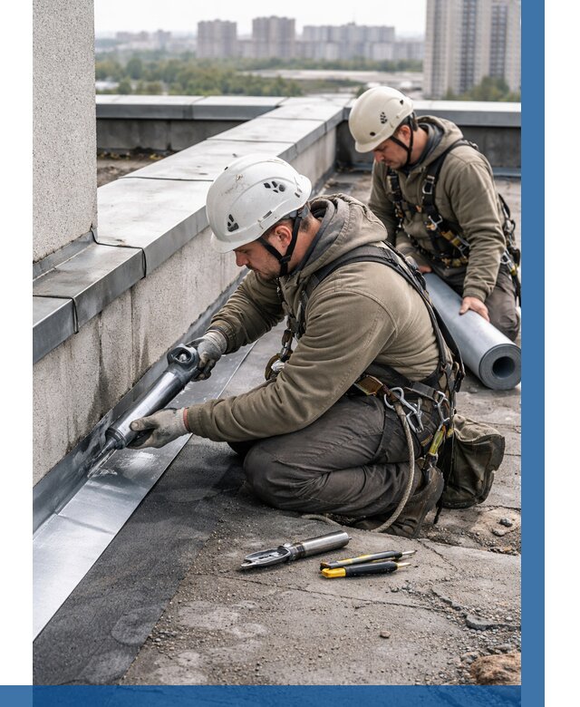 Ремонт кровельных примыканий в Оренбурге от 1220 р. | ВЫСОТНИК-Рнб