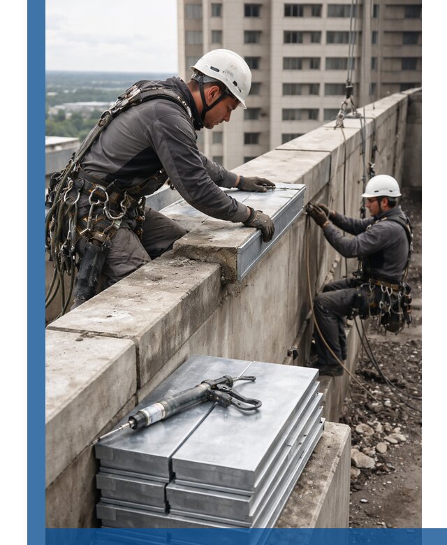 Замена парапетных крышек и установка новых в Оренбурге