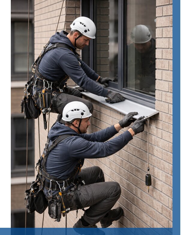 Монтаж оконных отливов под ключ в Оренбурге от 3559 р. | ВЫСОТНИК-Рнб