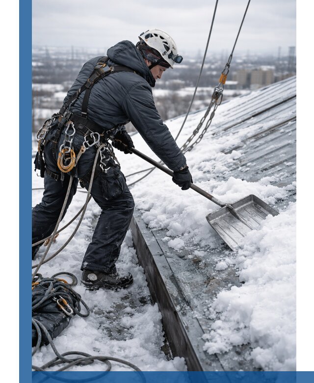 Профессиональная очистка кровли от снега и наледи в Оренбурге