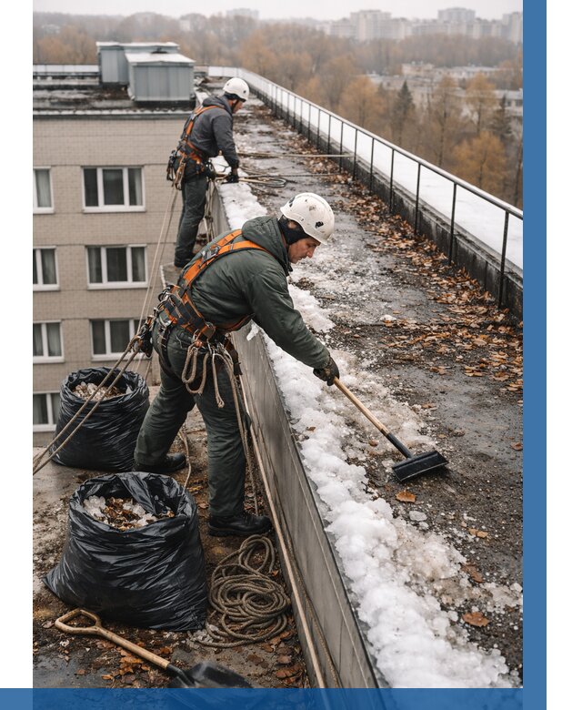 Очистка кровли по периметру в Оренбурге от 559 р. | ВЫСОТНИК-Рнб