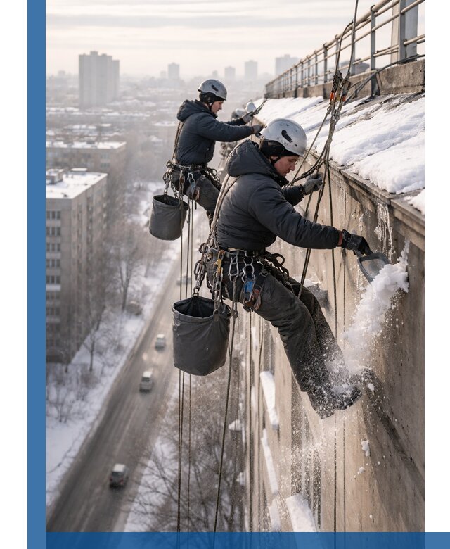 Очистка карнизов от снега в Оренбурге профессионально и безопасно