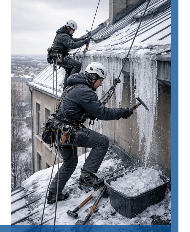 Удаление наледи с кровли в Оренбурге от 5593 р. | ВЫСОТНИК-Рнб