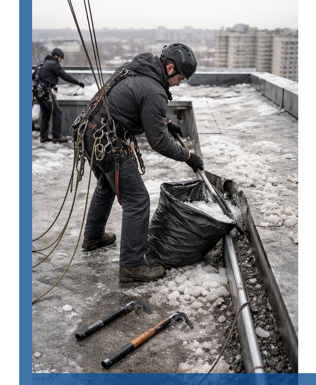 Аварийная очистка кровли в Оренбурге от промальпинистов