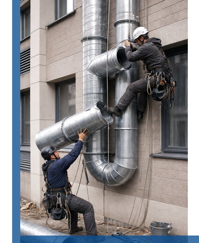 Монтаж фасадных воздуховодов в Оренбурге с герметизацией и крепежом