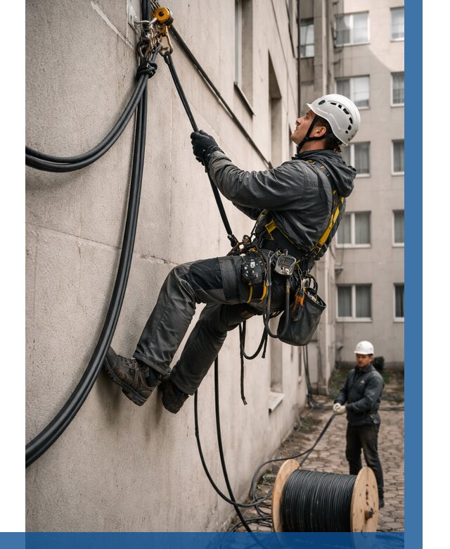 Протяжка кабеля питания на высоте в Оренбурге от 458 р. | ВЫСОТНИК-Рнб