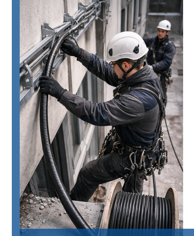 Протяжка кабеля питания на высоте в Оренбурге с гарантией безопасности и качества