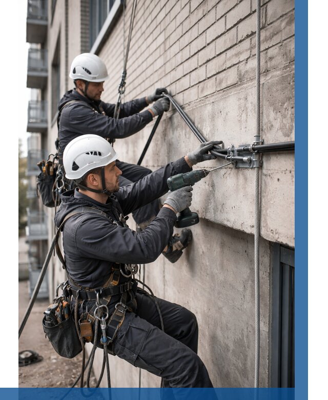 Крепление кабеля на фасаде в Оренбурге от 356 р. | ВЫСОТНИК-Рнб