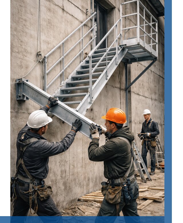 Монтаж металлических лестниц в Оренбурге от 15254 р. | ВЫСОТНИК-Рнб