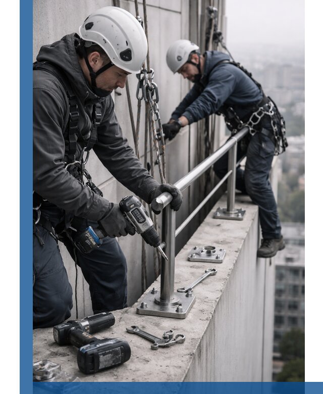 Монтаж перил на высоте в Оренбурге для жилых и промобъектов