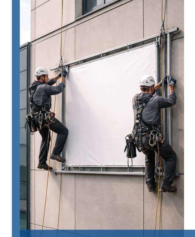 Монтаж наружной рекламной вывески в Оренбурге под ключ