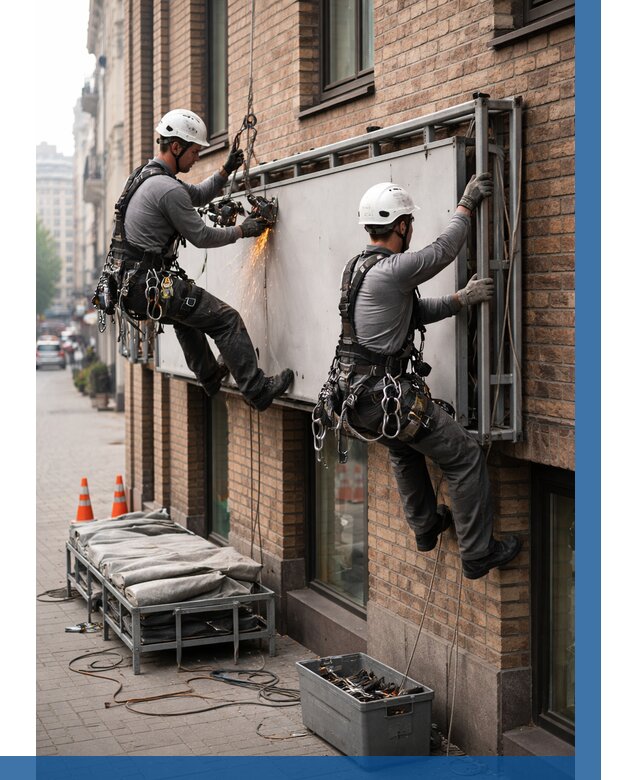 Демонтаж рекламной вывески в Оренбурге от 6610 р. | ВЫСОТНИК-Рнб