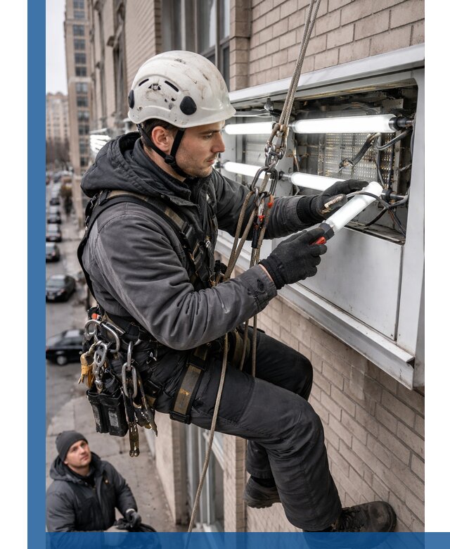 Профессиональная замена ламп в наружной вывеске в Оренбурге