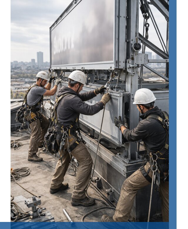 Монтаж крышной рекламной конструкции в Оренбурге от 61014 р.|ВЫСОТНИК-Рнб