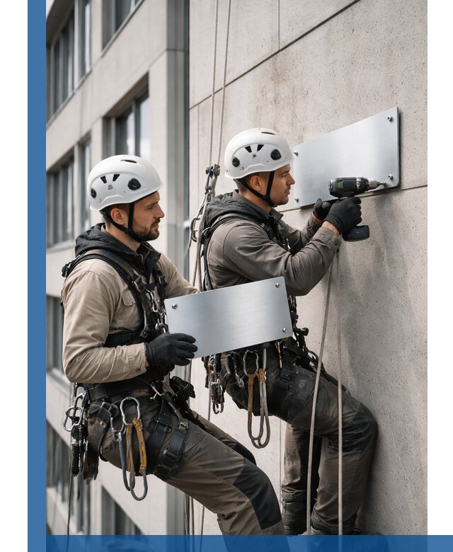 Монтаж табличек и указателей в Оренбурге для зданий и сооружений