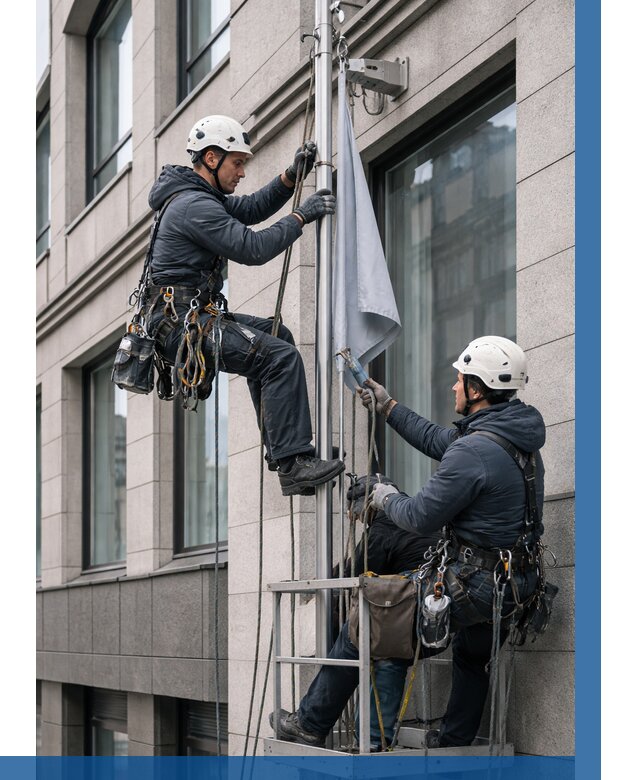 Установка флагов на фасаде в Оренбурге от 4576 р. | ВЫСОТНИК-Рнб