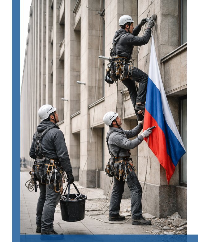 Профессиональная установка флагов на фасаде в Оренбурге