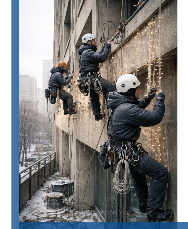 Монтаж новогодней иллюминации и украшение фасадов в Оренбурге