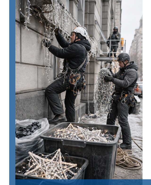 Демонтаж новогоднего оформления и гирлянд в Оренбурге