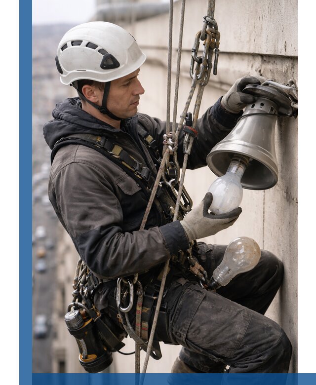 Замена ламп на высоте в Оренбурге профессионально и быстро