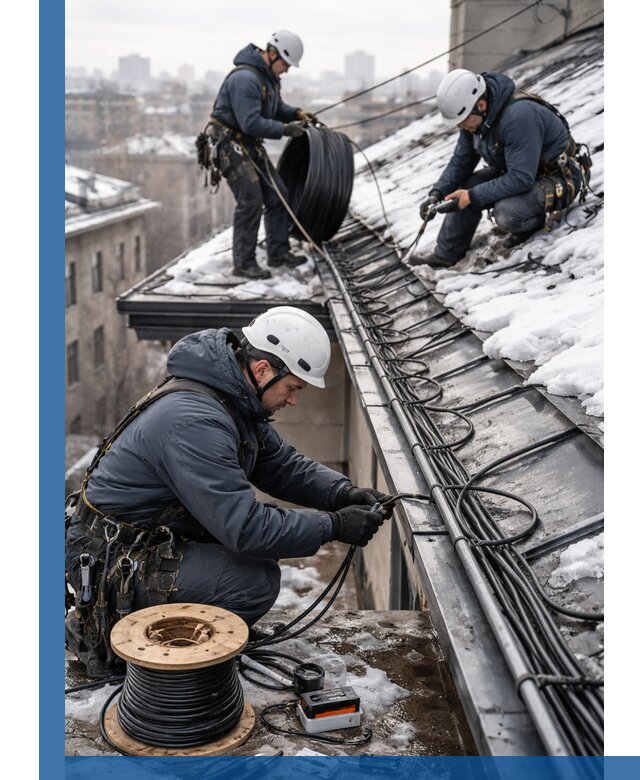 Монтаж греющего кабеля на кровле в Оренбурге под ключ