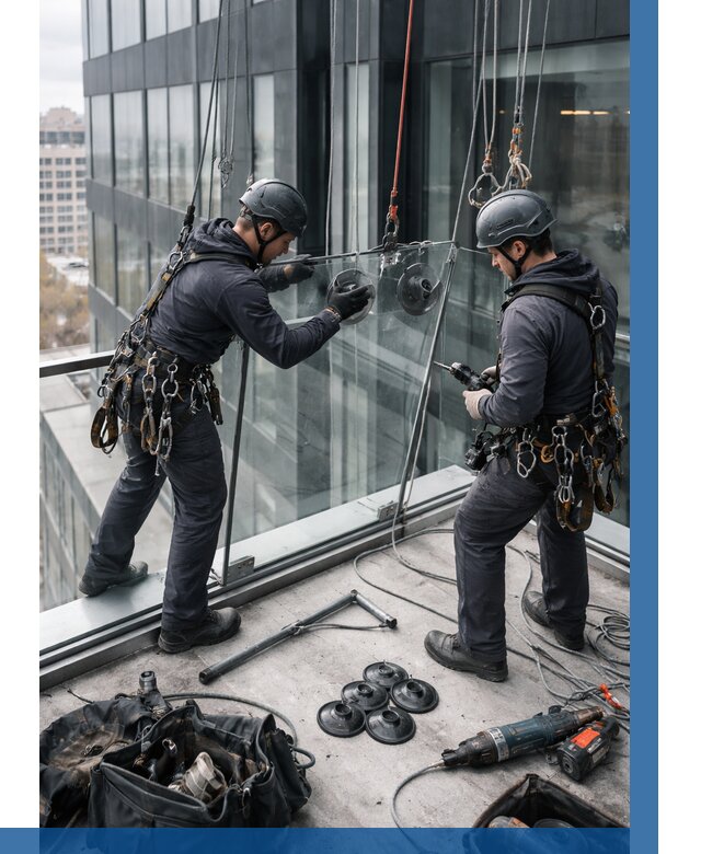 Монтаж стеклянных ограждений в Оренбурге от 2542 р. | ВЫСОТНИК-Рнб