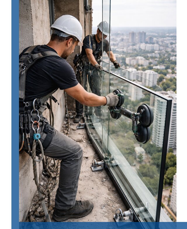 Монтаж стеклянных ограждений под ключ с гарантией в Оренбурге