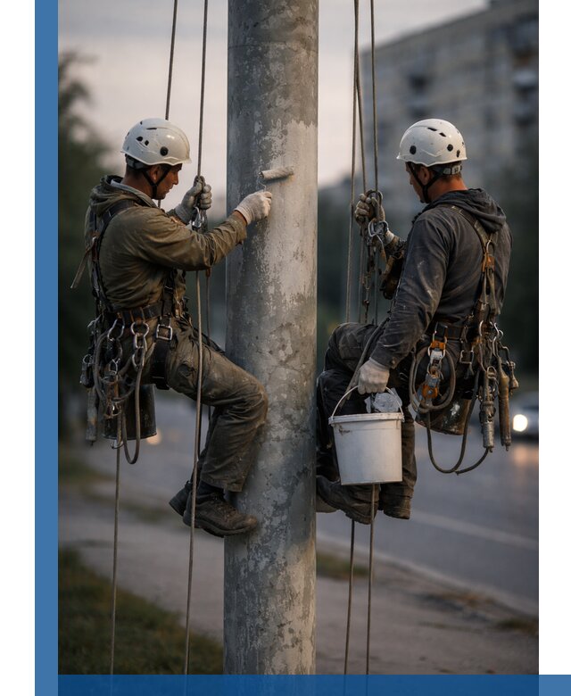 Покраска опор освещения и антикоррозийная защита в Оренбурге