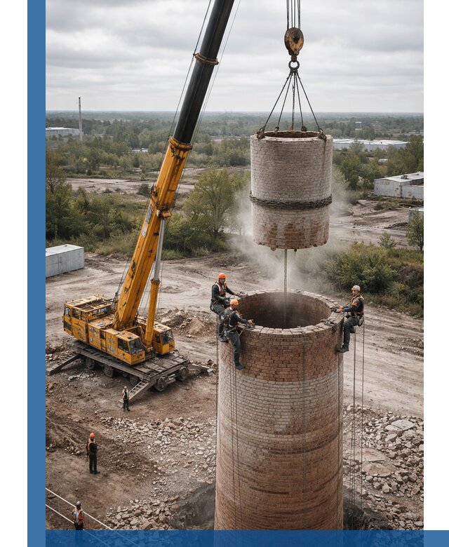 Демонтаж дымовой трубы в Оренбурге с гарантиями безопасности