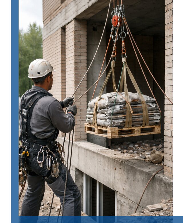 Подъем материалов на этаж веревками в Оренбурге оперативно