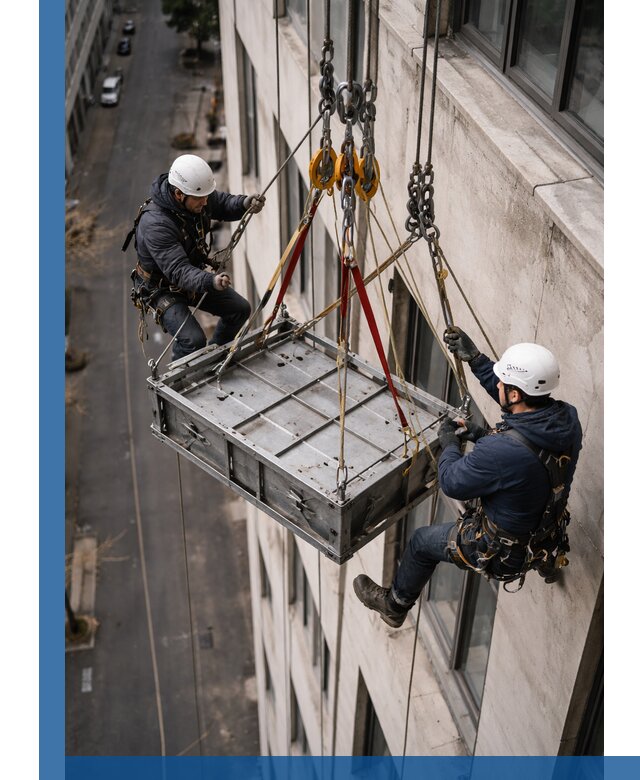 Спуск и подъем грузов по фасаду в Оренбурге для зданий