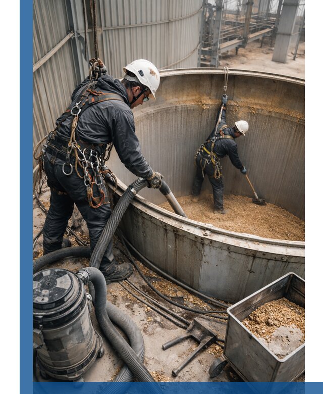 Профессиональная чистка зерновых бункеров в Оренбурге с выездом