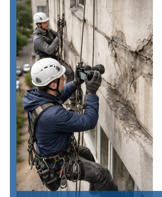 Фотофиксация дефектов фасада с высотной съемкой в Оренбурге