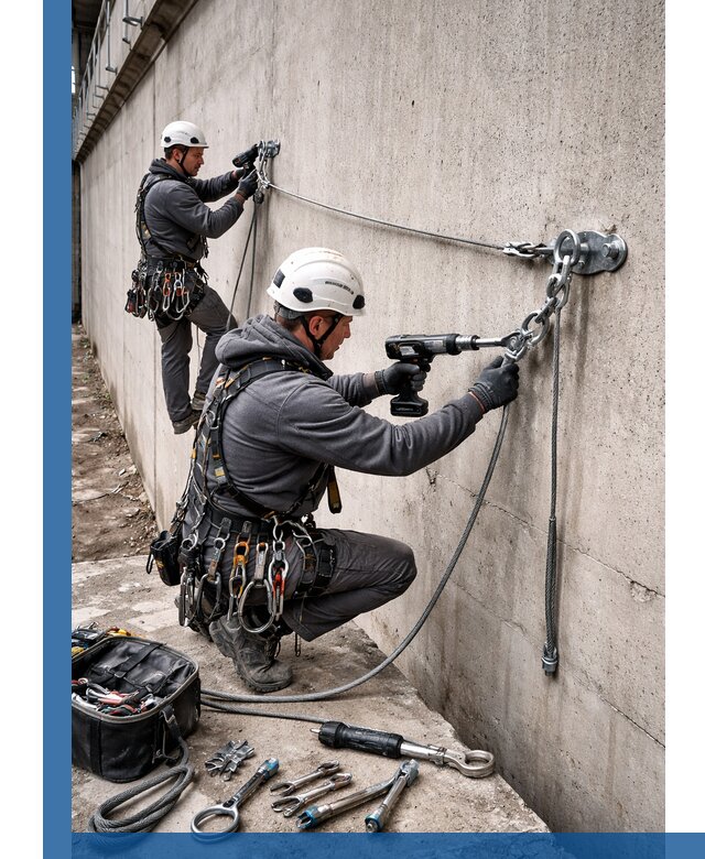 Монтаж анкерных линий высотной безопасности в Оренбурге